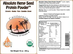 Label for Absolute Hemp Seed Protein Powder