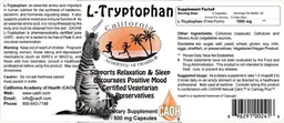 Label for L-Tryptophan 500 mg