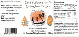 Label for Coral Calcium Ultra Calmag from the Sea 2100 mg