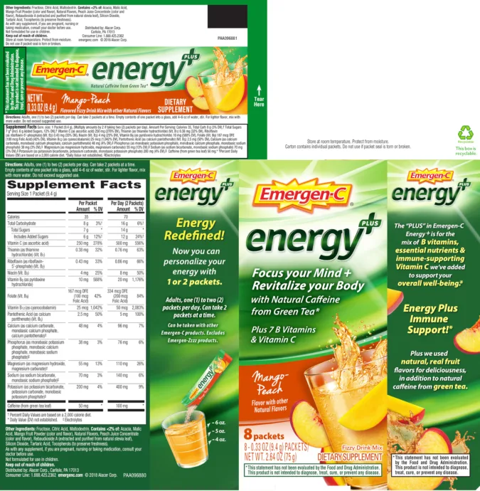 Label for Energy Plus Mango-Peach