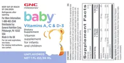 Label for Baby Vitamins A, C & D-3 Unflavored