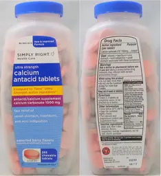 Label for Ultra Strength Calcium Antacid Tablets