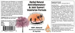 Label for Herbal Natural Anti-Inflammatory & Joint Support