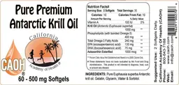 Label for Pure Premium Antarctic Krill Oil 500 mg