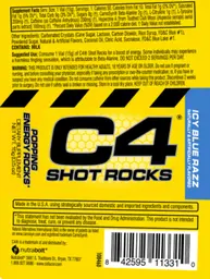Label for C4 Shot Rocks Icy Blue Razz