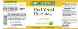 Label for Red Yeast Rice 600 mg