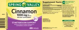 Label for Cinnamon 1000 mg