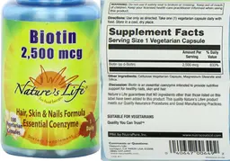Label for Biotin 2,500 mcg