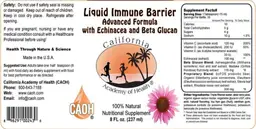Label for Liquid Immune Barrier Advanced Formula with Echinacea and Beta Glucan