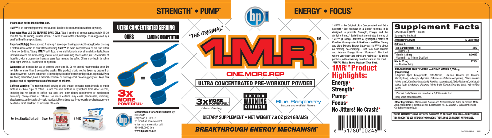 Label for 1.M.R Blue Raspberry