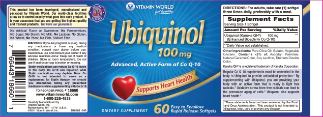 Label for Ubiquinol 100 mg