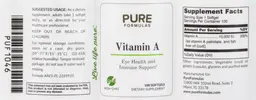 Label for Vitamin A