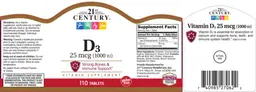 Label for D3 25 mcg (1000 IU)