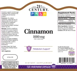 Label for Cinnamon 1000 mg
