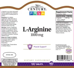 Label for L-Arginine 1000 mg