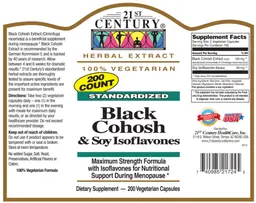 Label for Standardized Black Cohosh & Soy Isoflavones 100% Vegetarian