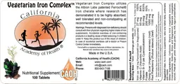 Label for Vegetarian Iron Complex