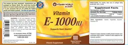 Label for Vitamin E-1000 IU