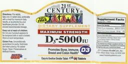 Label for Maximum Strength D3 - 5000 IU