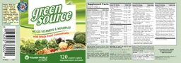 Label for Green Source Multivitamin & Minerals