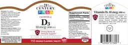 Label for Chewable D3 10 mcg (400 IU)