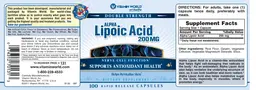 Label for Double Strength Alpha Lipoic Acid 200 mg