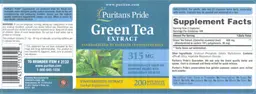 Label for Green Tea Extract 315 mg