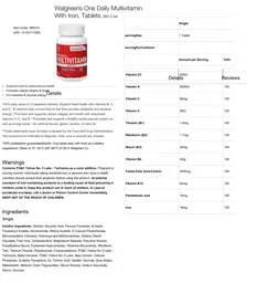 Label for Multivitamin with Iron