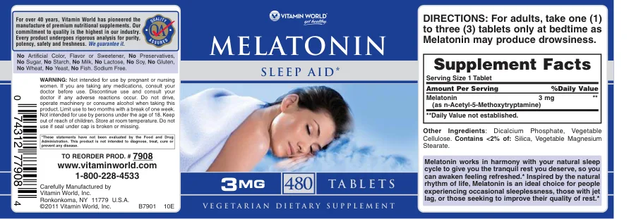 Label for Melatonin 3 mg