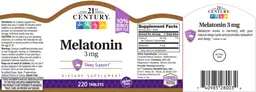Label for Melatonin 3 mg