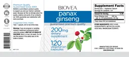 Label for Panax Ginseng 200 mg