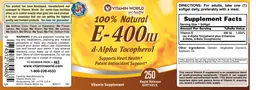 Label for 100% Natural E-400 IU