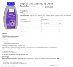 Label for Extra Strength Antacid 750 Assorted Berries