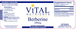 Label for Berberine 200 mg