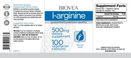 Label for L-Arginine 500 mg