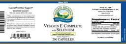 Label for Vitamin E Complete with Selenium