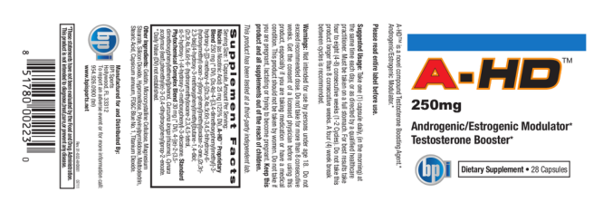 Label for A-HD 250 mg