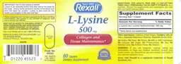 Label for L-Lysine 500 mg