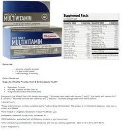 Label for One Daily Multivitamin Men's 50+ with Lycopene