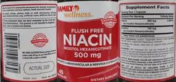 Label for Flush Free Niacin 500 mg