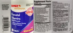 Label for Prenatal Vitamins with Minerals