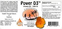 Label for Power D3 1000 IU