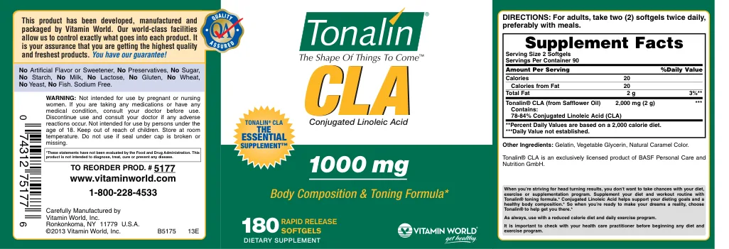 Label for Tonalin CLA 1000 mg