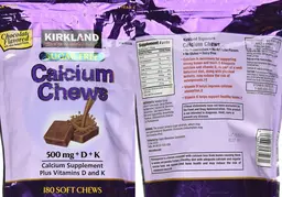 Label for Calcium Chews Chocolate Flavored