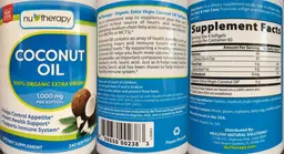 Label for Organic Extra Virgin Coconut Oil 1,000 mg