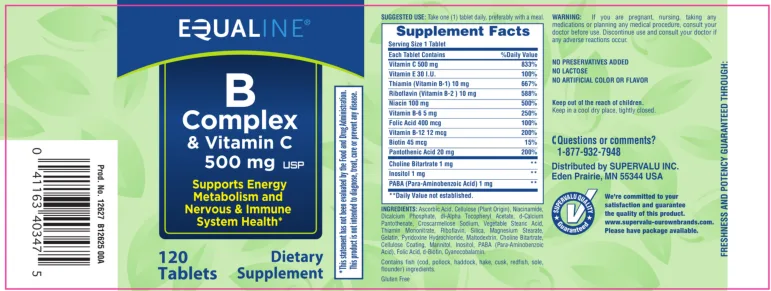 Label for B Complex & Vitamin C 500 mg USP