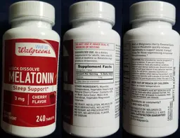 Label for Quick Dissolve Melatonin 3 mg Cherry Flavor