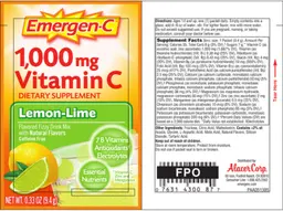 Label for 1,000 mg Vitamin C Lemon-Lime