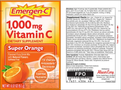 Label for 1,000 mg Vitamin C Super Orange
