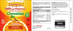 Label for 1,000 mg Vitamin C Chewables Orange Blast